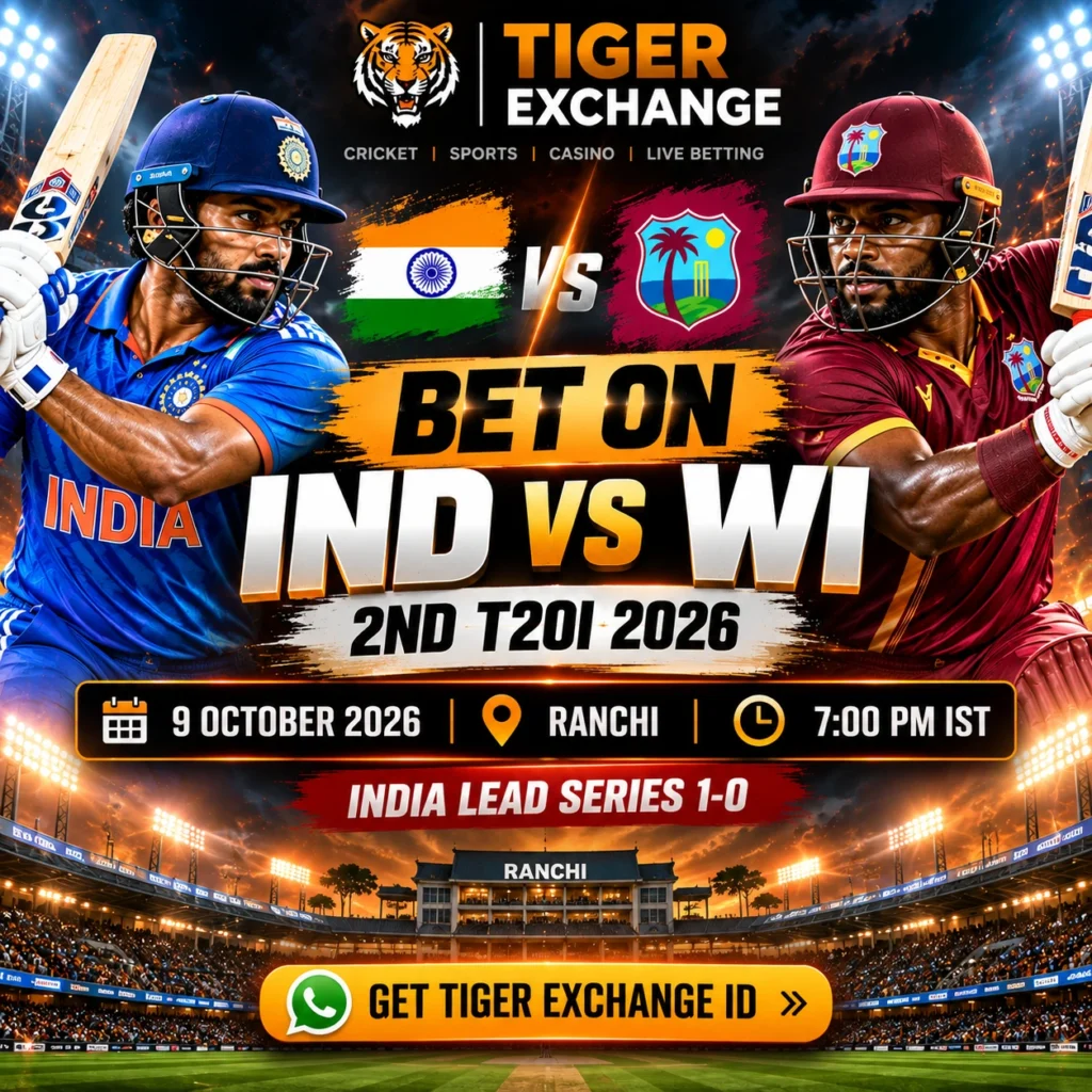 Bet on IND vs WI 2nd T20I 2026 Tiger Exchange Bet on IND vs WI 2nd T20I 2026 Tiger Exchange